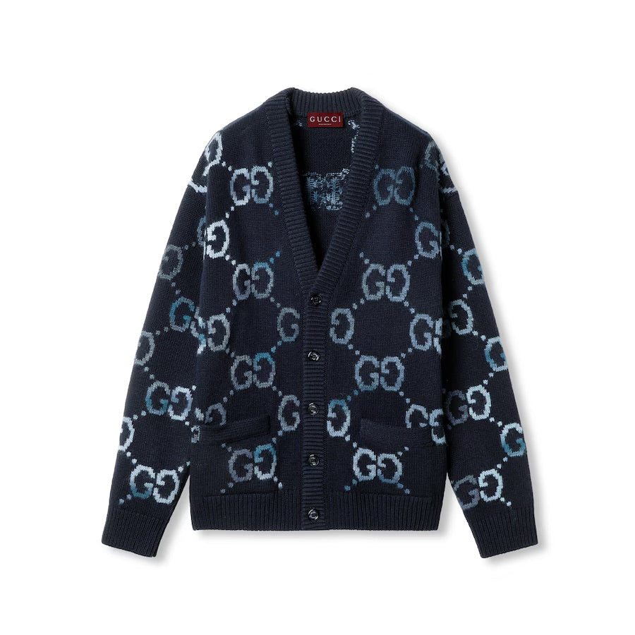 Wool Cardigan With GG Intarsia