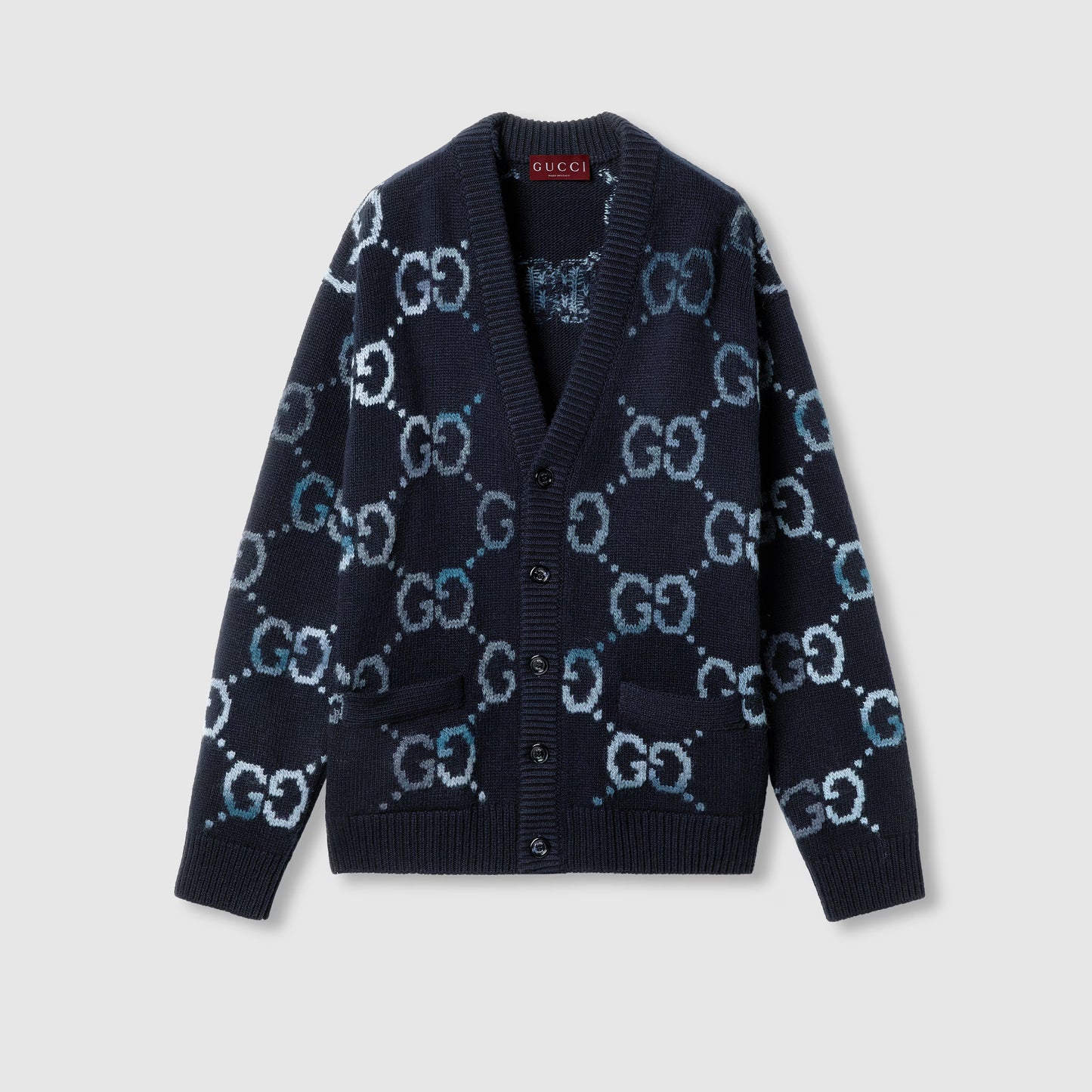 Wool Cardigan With GG Intarsia