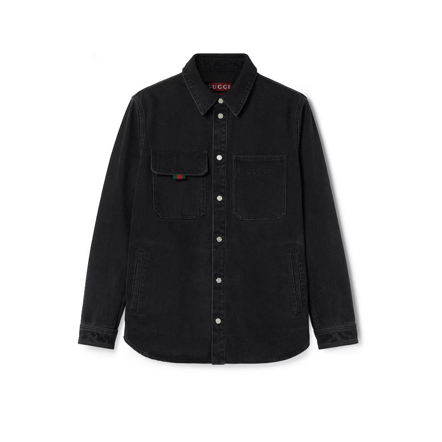 Gucci Denim Shirt With Gucci Embroidery