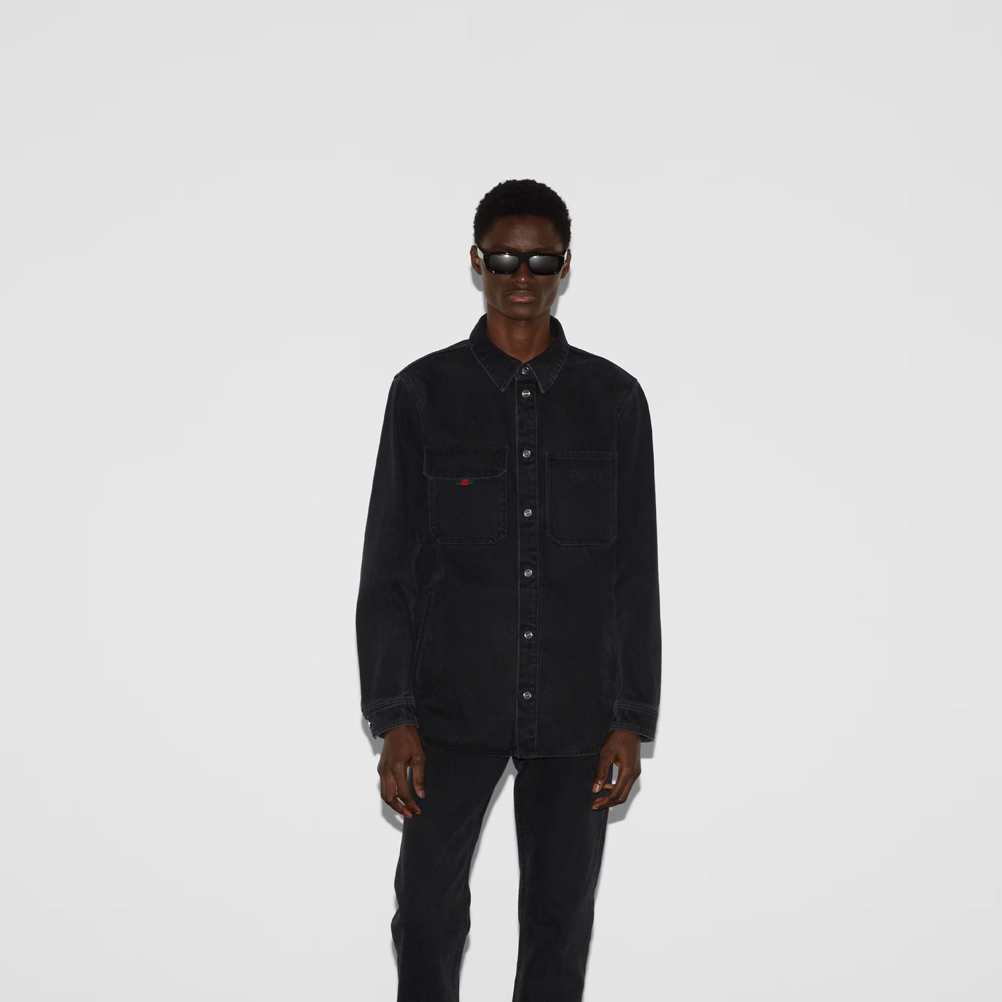 Gucci Denim Shirt With Gucci Embroidery