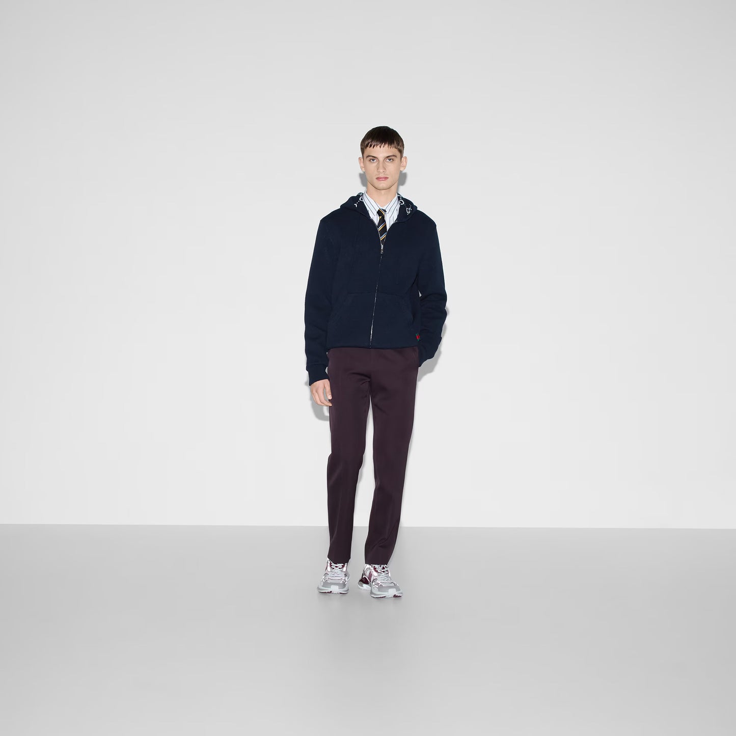 Gucci Reversible GG Wool Hooded Zip Jacket