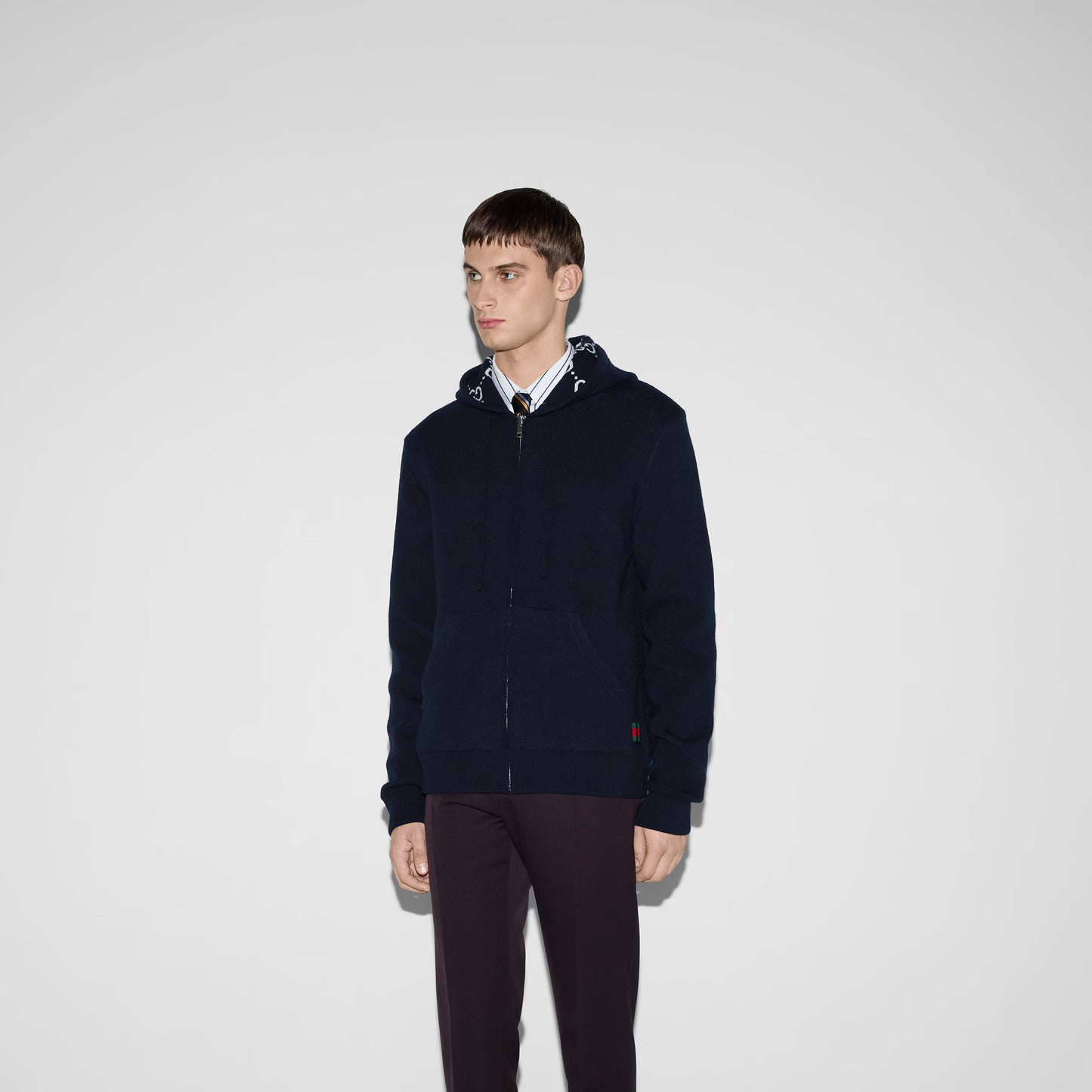 Gucci Reversible GG Wool Hooded Zip Jacket