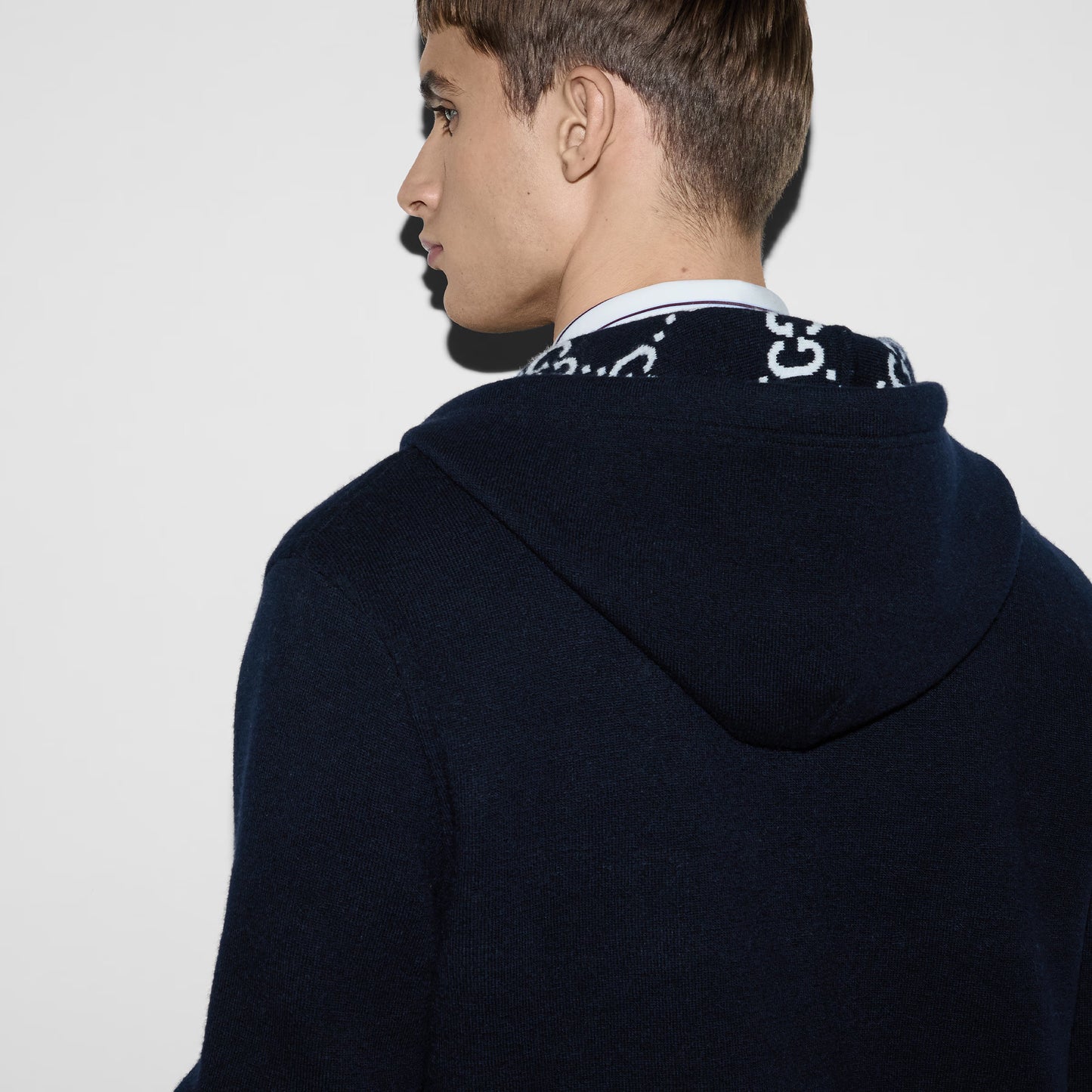 Gucci Reversible GG Wool Hooded Zip Jacket