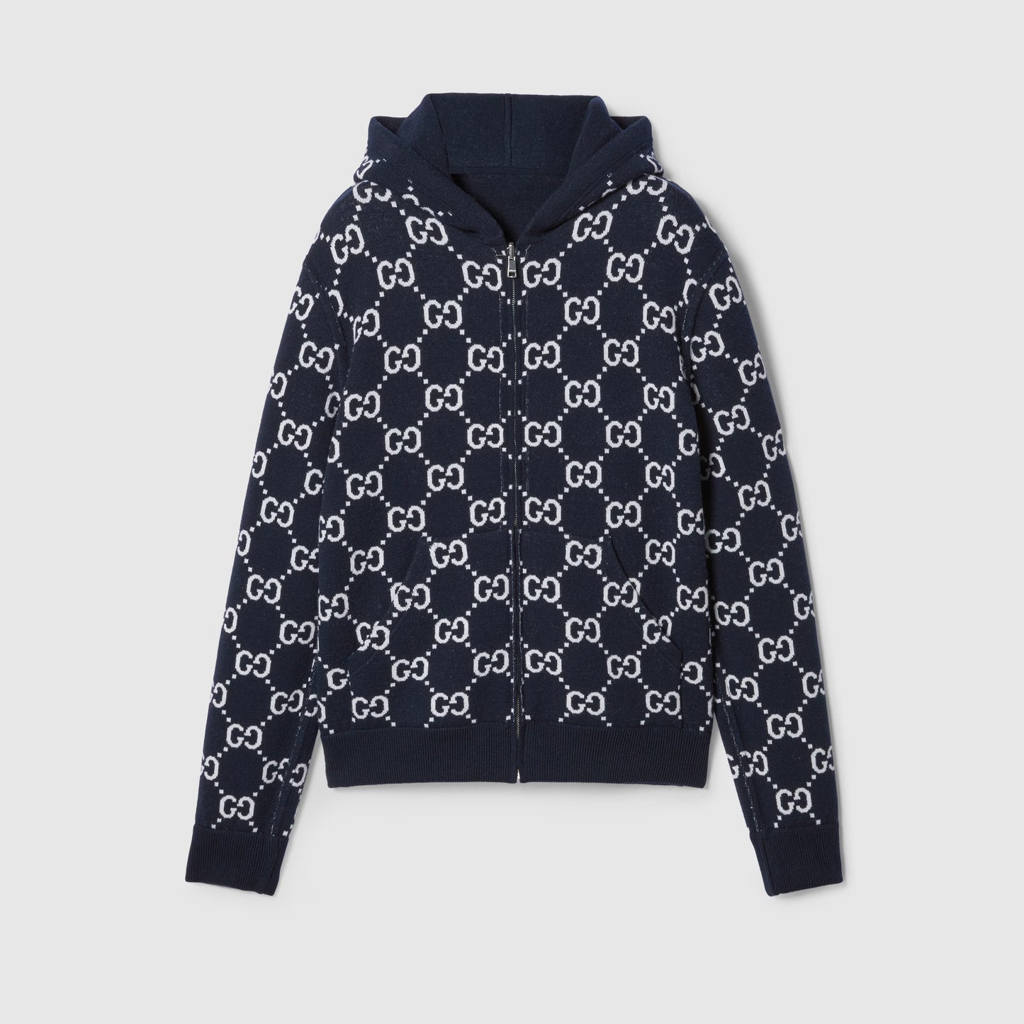 Gucci Reversible GG Wool Hooded Zip Jacket