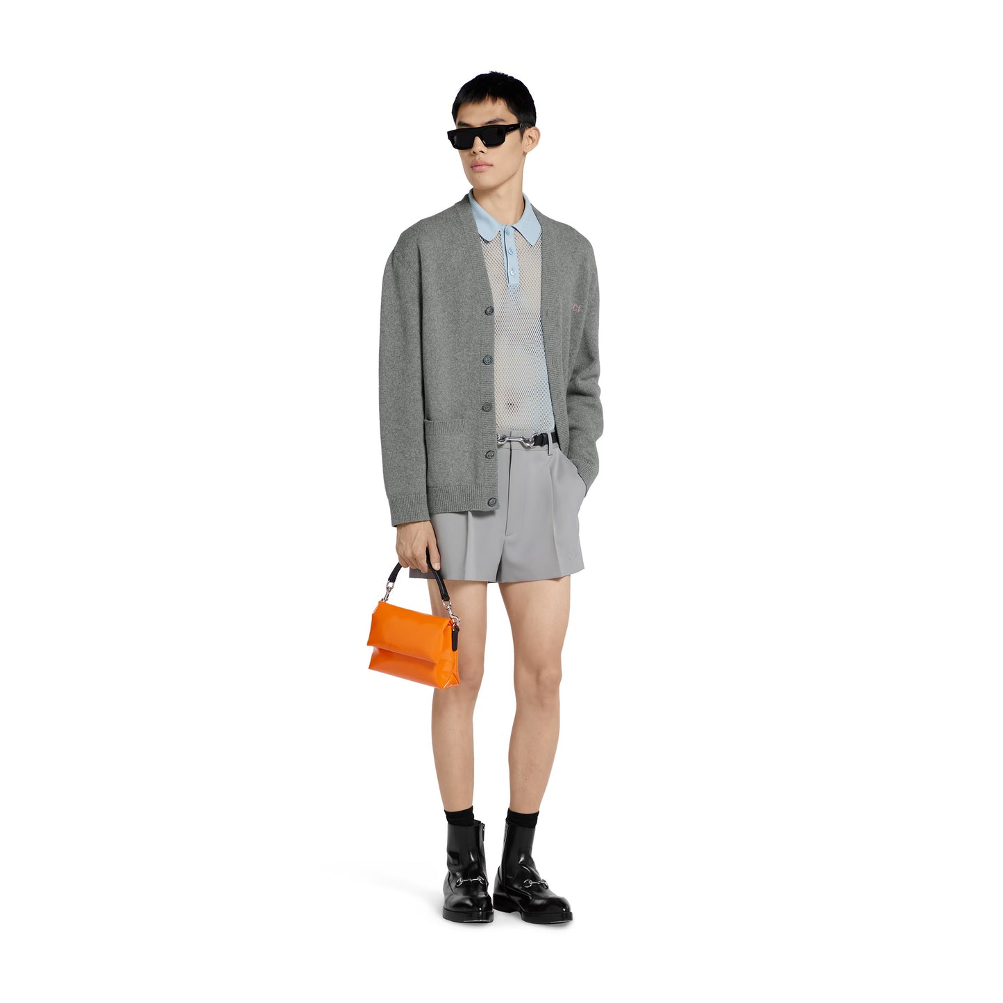 Wool Cashmere Cardigan With Intarsia