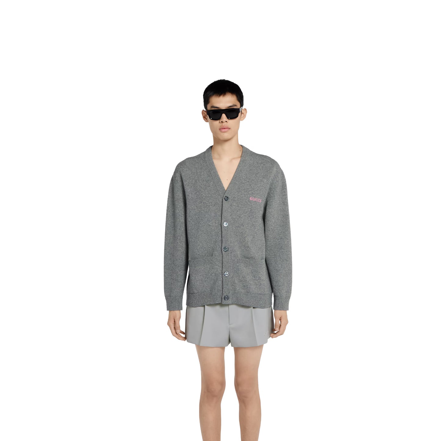 Wool Cashmere Cardigan With Intarsia