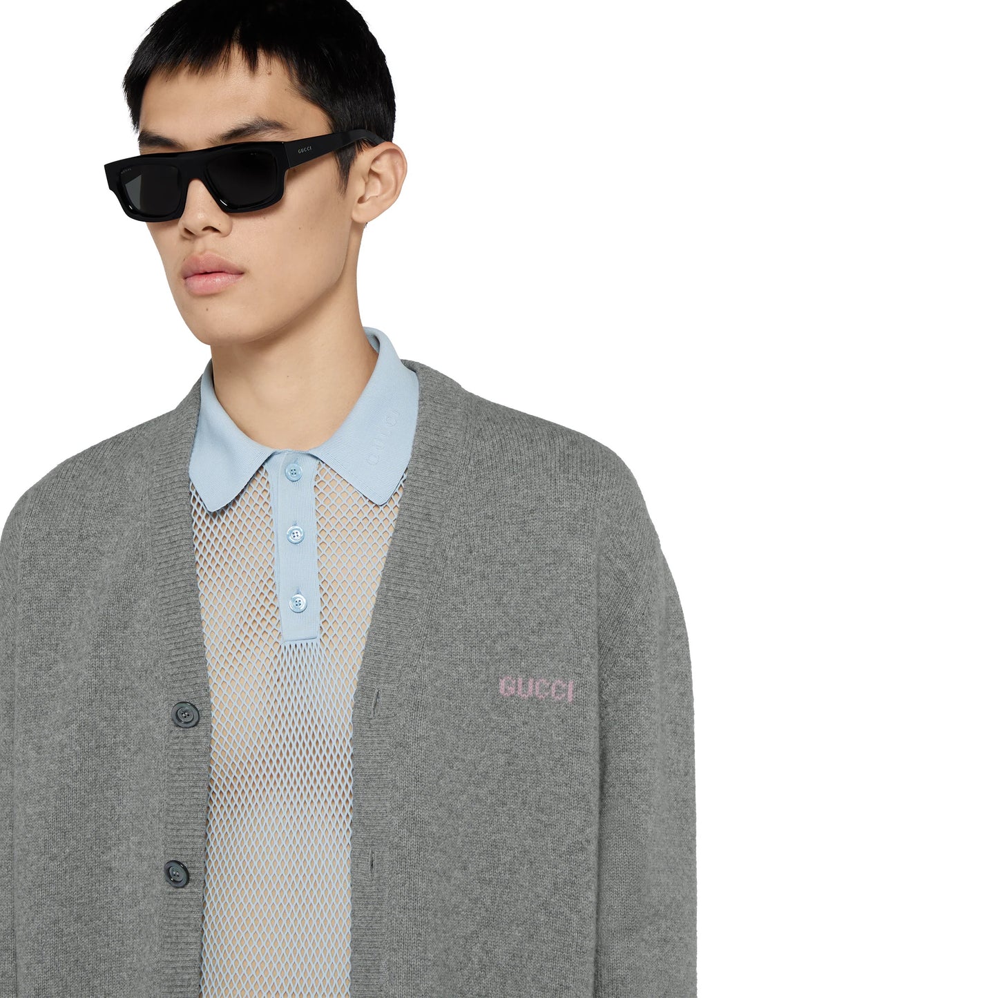 Wool Cashmere Cardigan With Intarsia