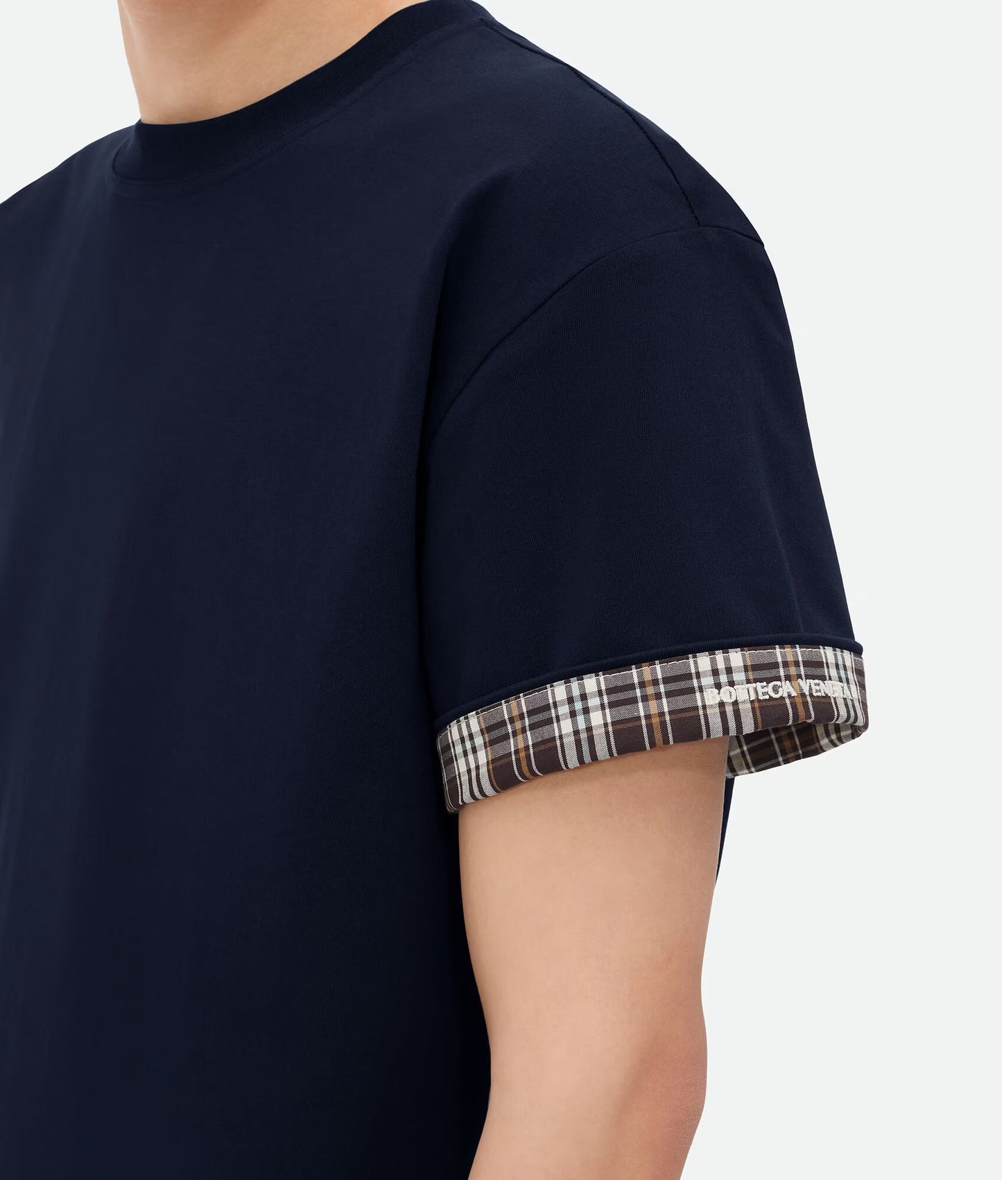 Bottega Veneta Double Layer Checked Cotton T-Shirt