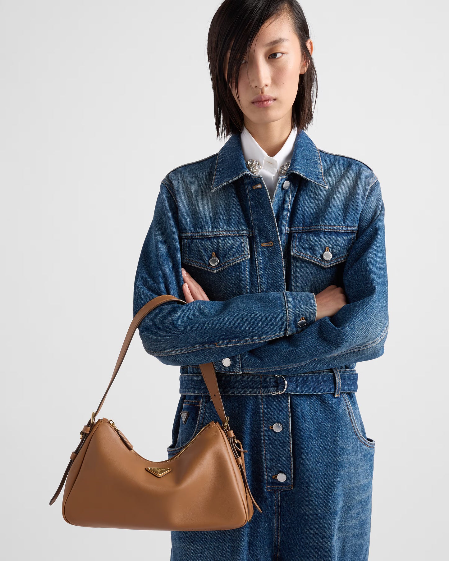 Prada Aimée Medium Leather Shoulder Bag