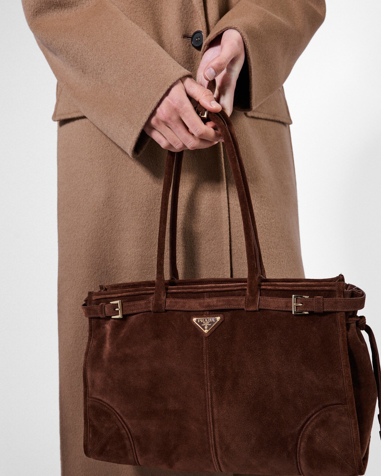 Prada Bonnie Large Suede Handbag