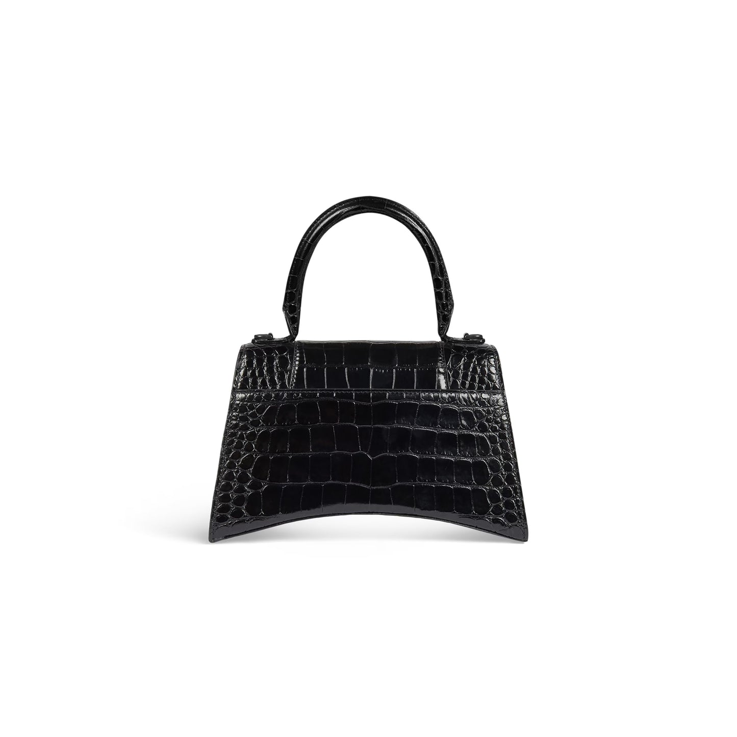 Balenciaga Hourglass Small Handbag Crocodile Embossed in Black