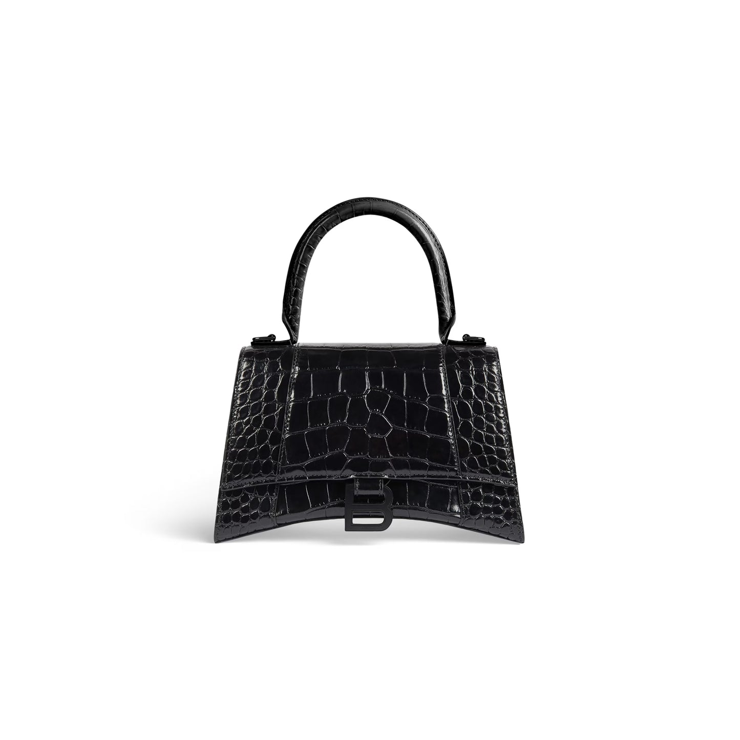 Balenciaga Hourglass Small Handbag Crocodile Embossed in Black