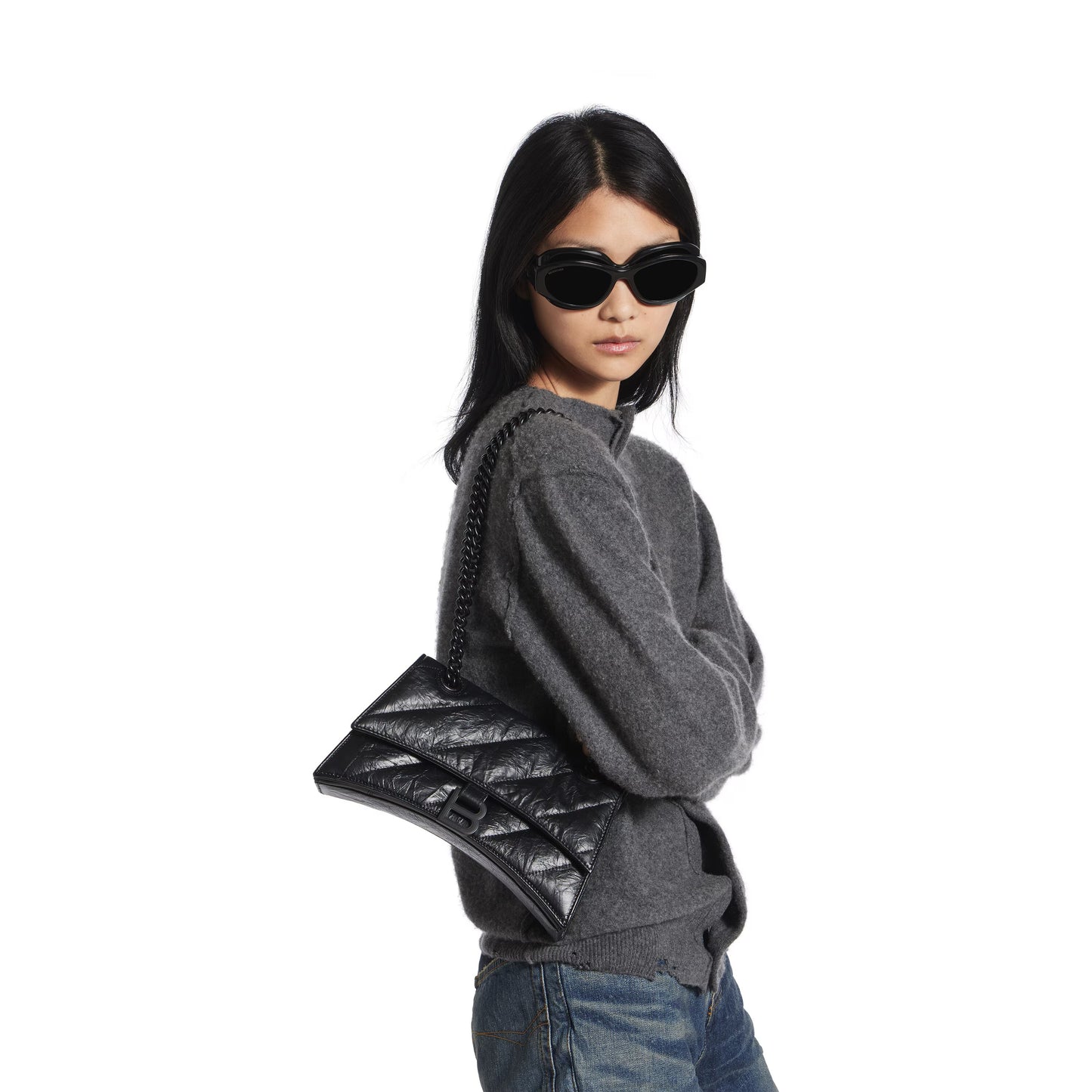 Balenciaga Crush Small Chain Bag Quilted in Black