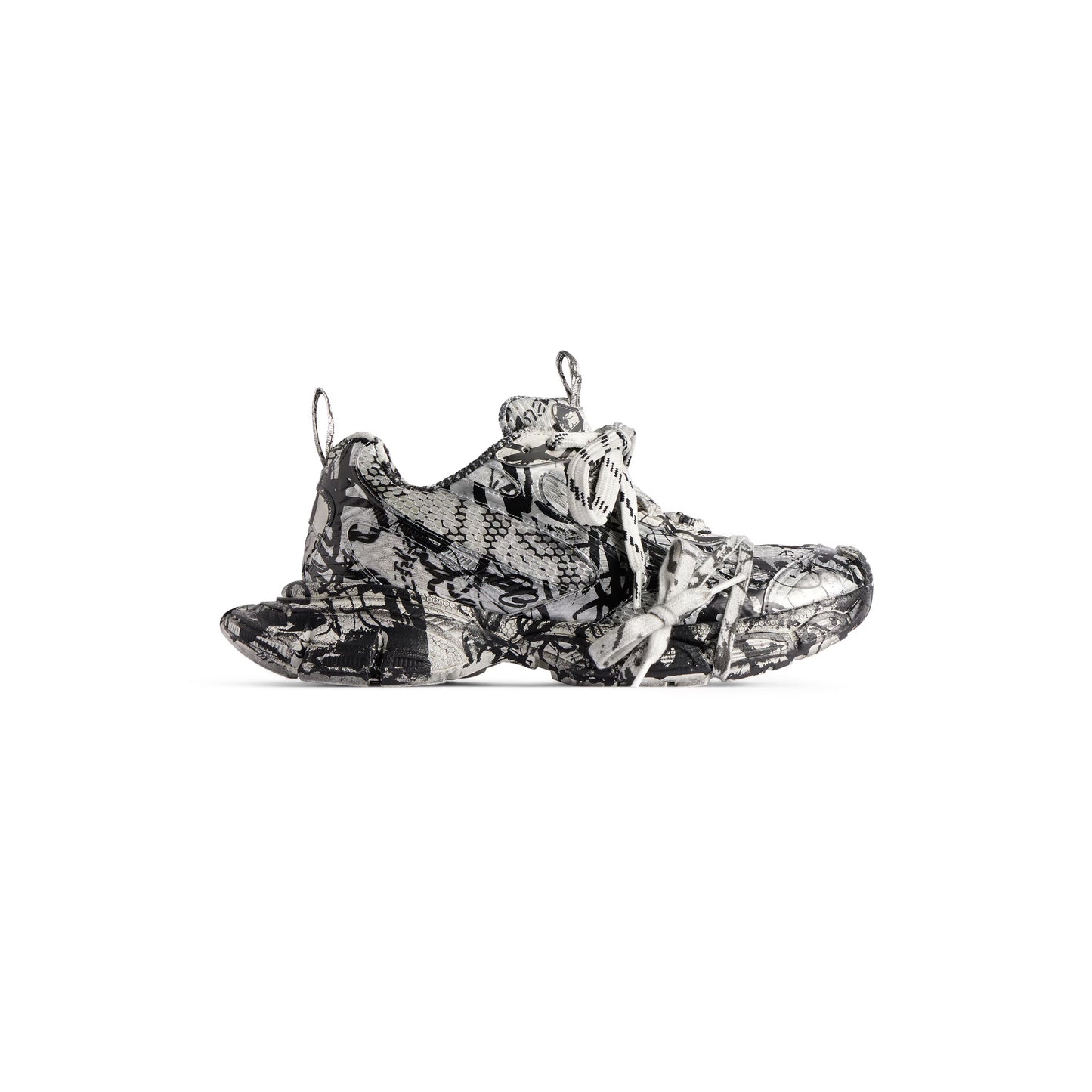 Women's Balenciaga 3XL Extreme Graffiti Sneaker in White/Black