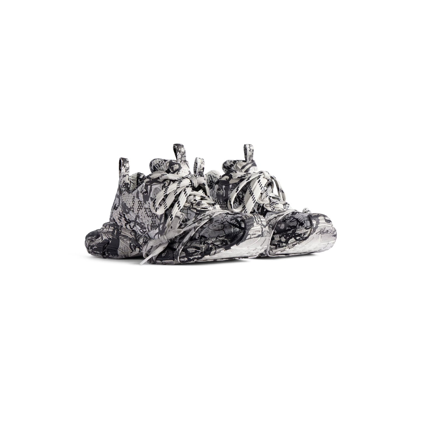 Women's Balenciaga 3XL Extreme Graffiti Sneaker in White/Black