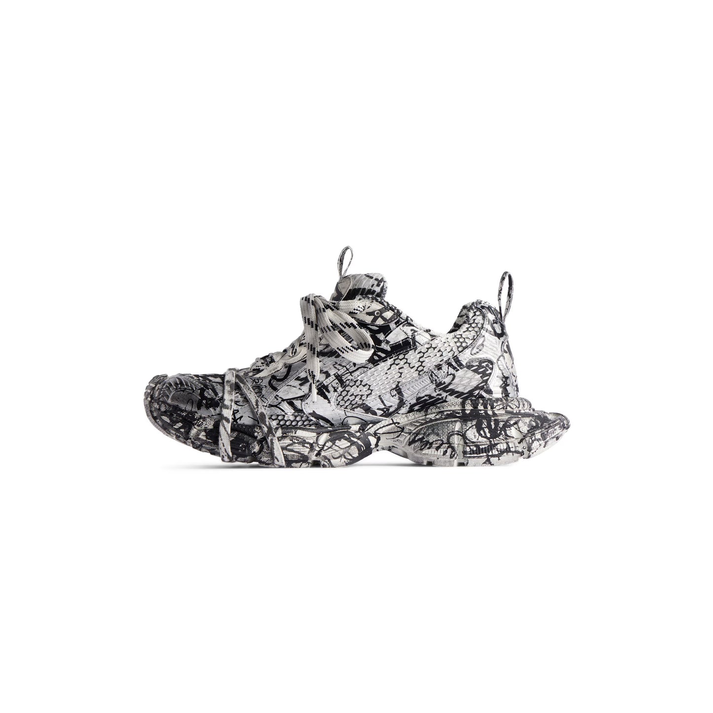 Women's Balenciaga 3XL Extreme Graffiti Sneaker in White/Black