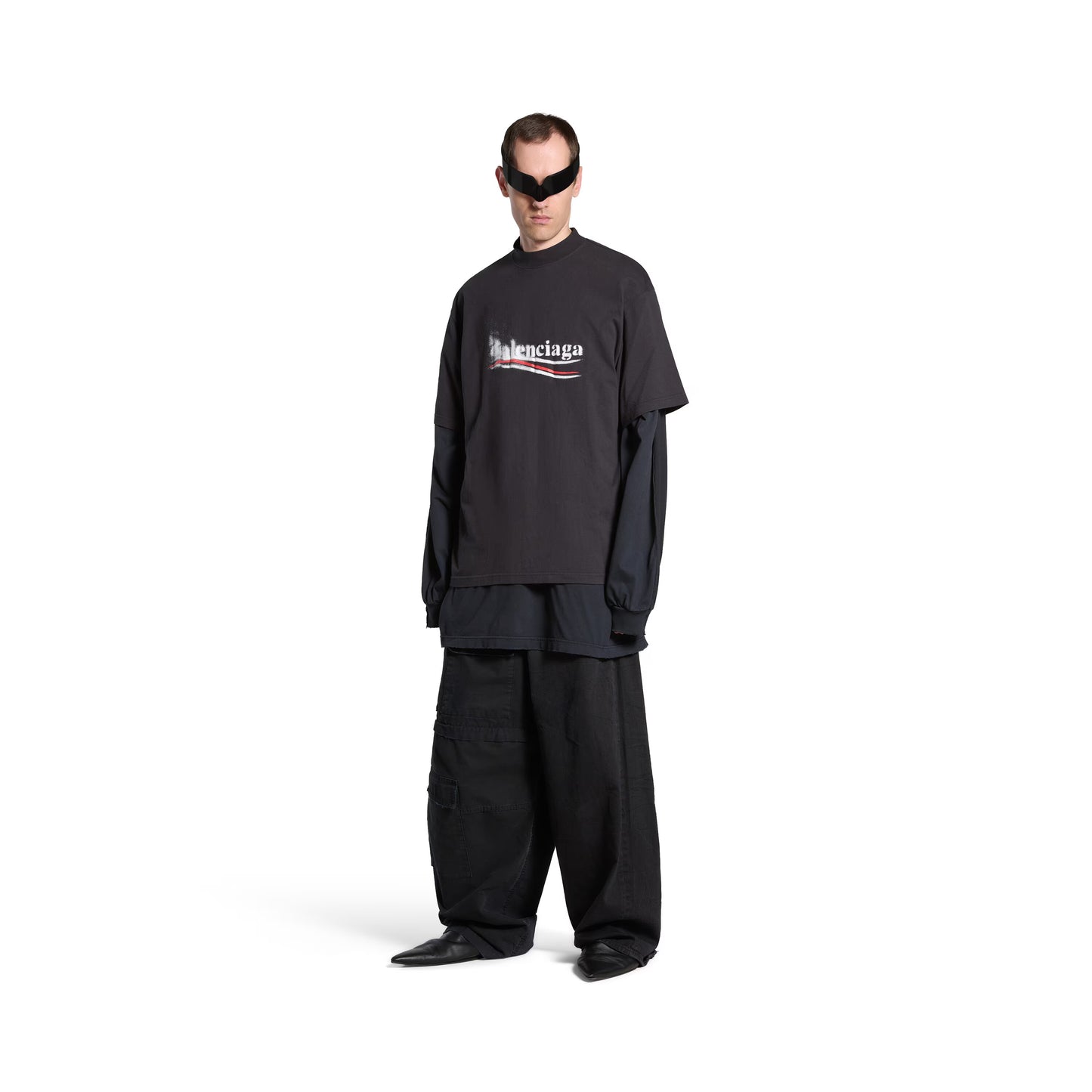 Balenciaga Political Stencil T-shirt Medium Fit in Black/white