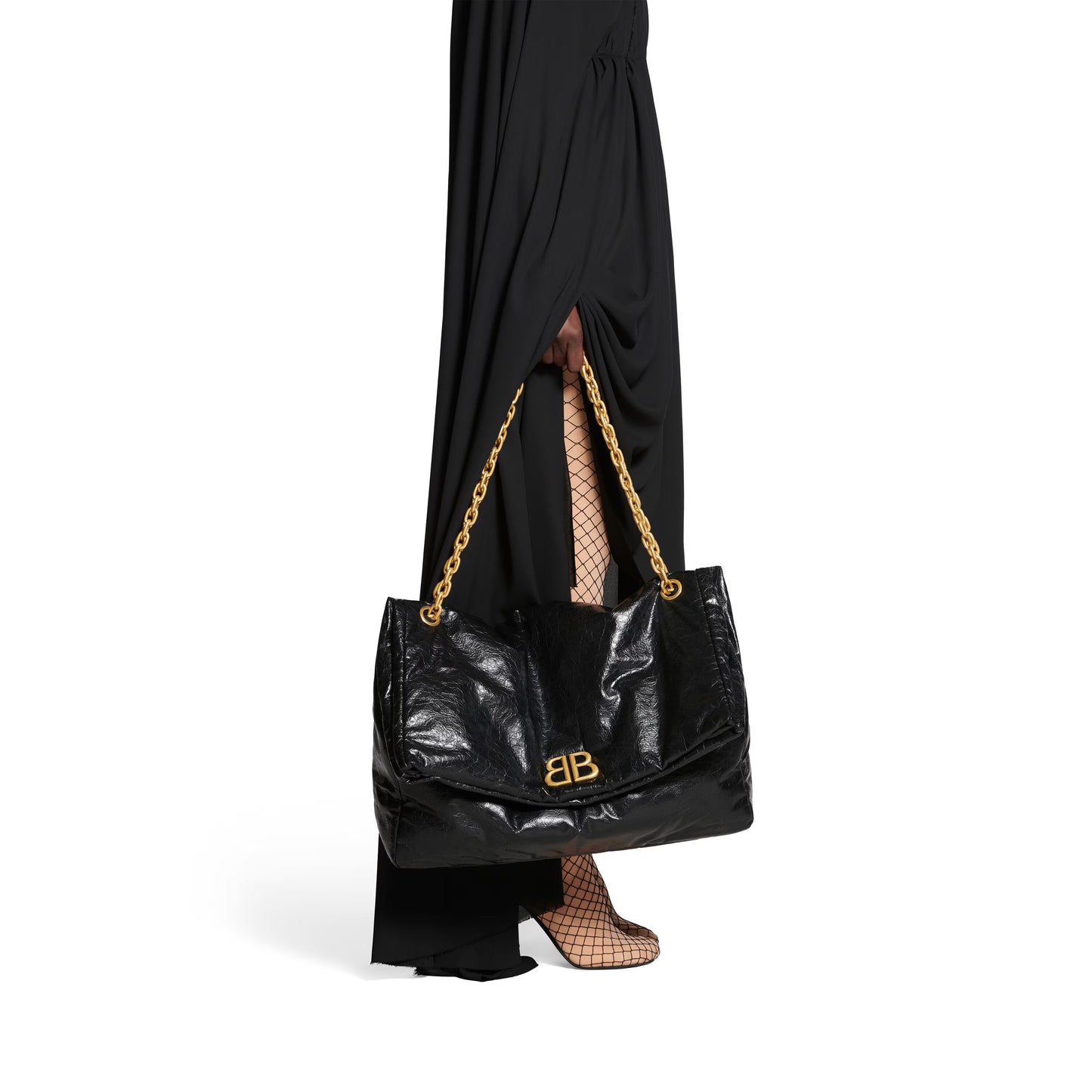 Monaco Large Chain Bag in Black