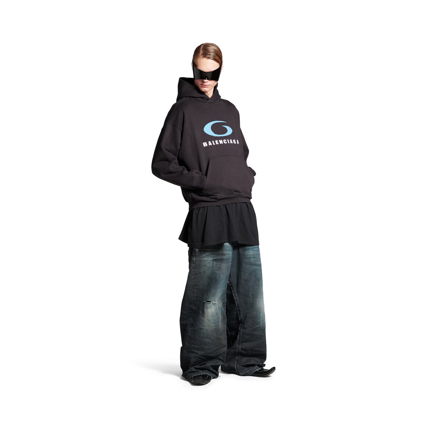 Balenciaga Loop Sports Icon Hoodie Medium Fit in Black