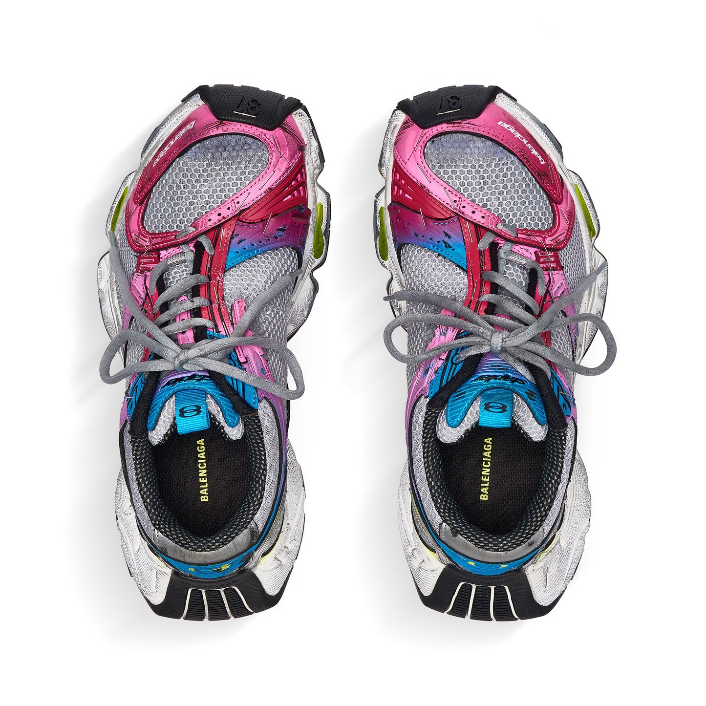 Women's Balenciaga Stapler Sneaker in Grey/blue/pink/neon Yellow/white