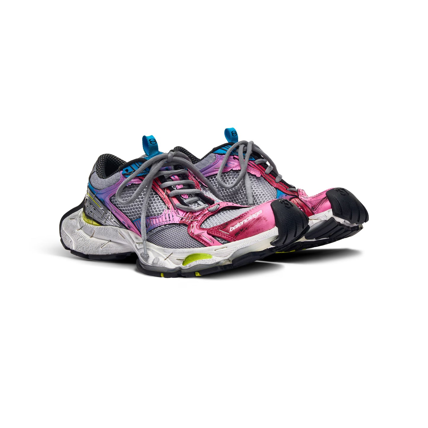 Women's Balenciaga Stapler Sneaker in Grey/blue/pink/neon Yellow/white