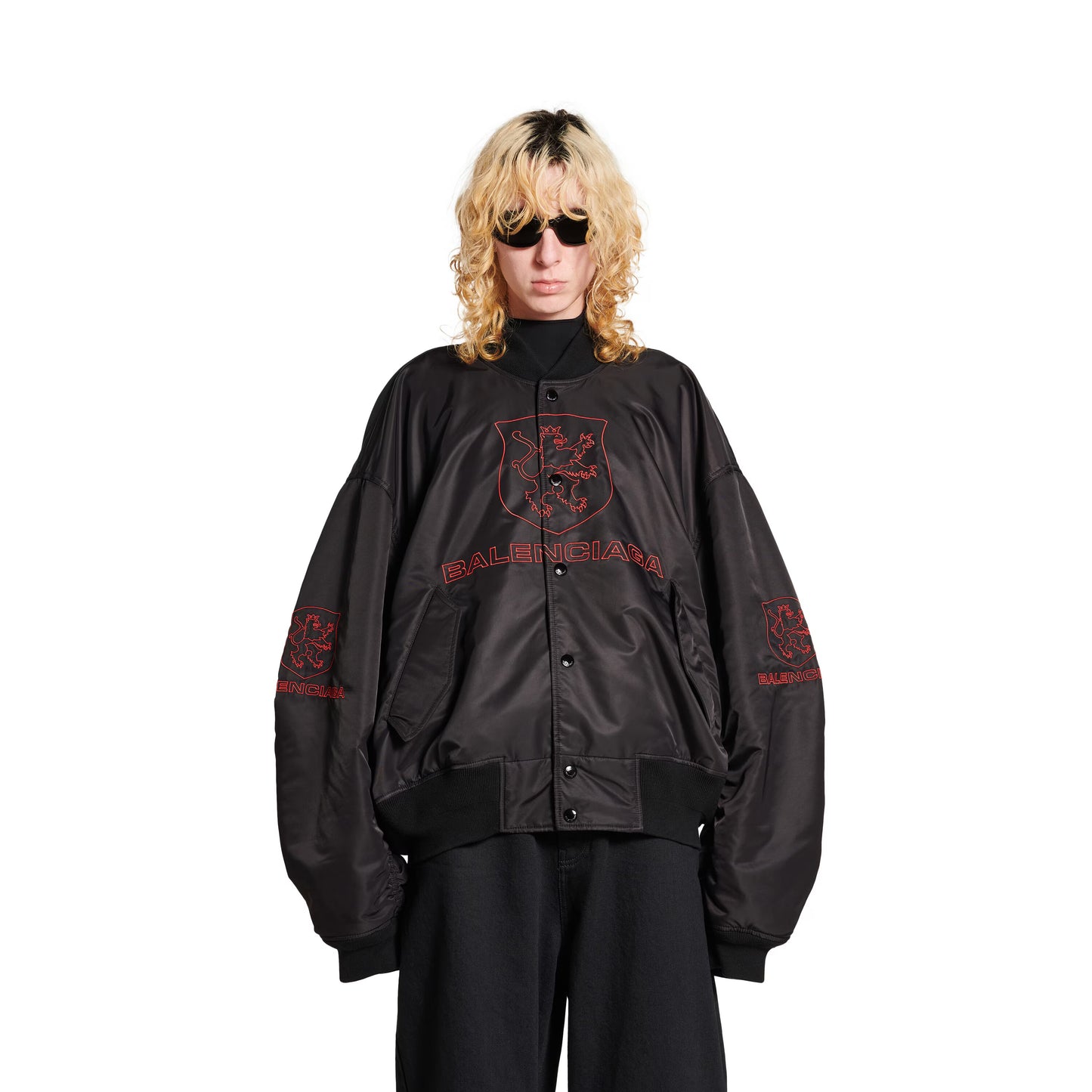 Balenciaga Lion Club Varsity Jacket in Black