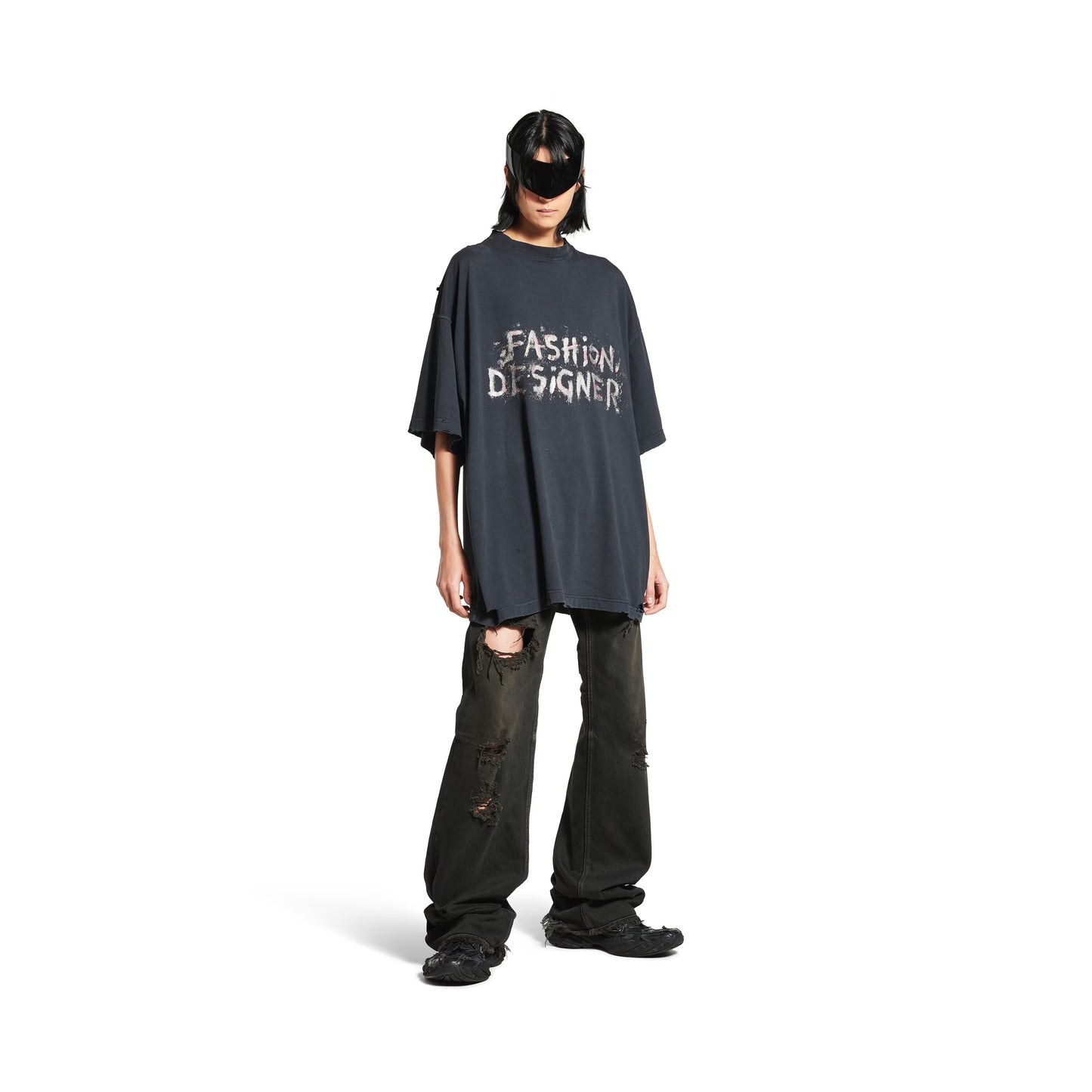 Balenciaga Fashion Designer Oversized T-shirt in Faded Black