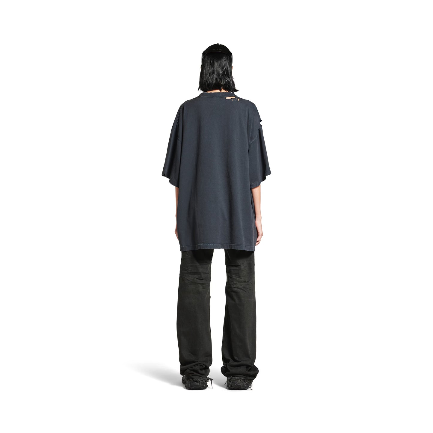 Balenciaga Fashion Designer Oversized T-shirt in Faded Black