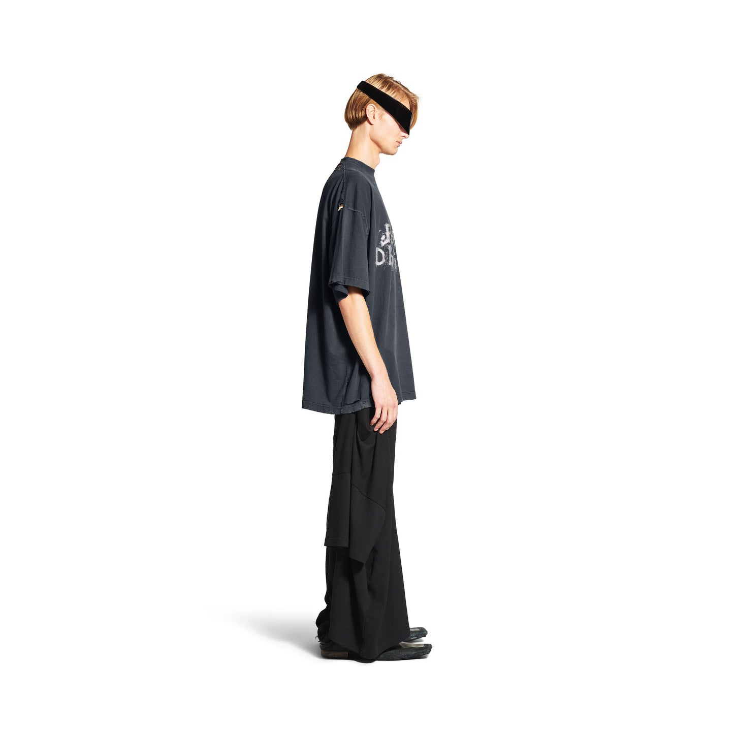Balenciaga Fashion Designer Oversized T-shirt in Faded Black