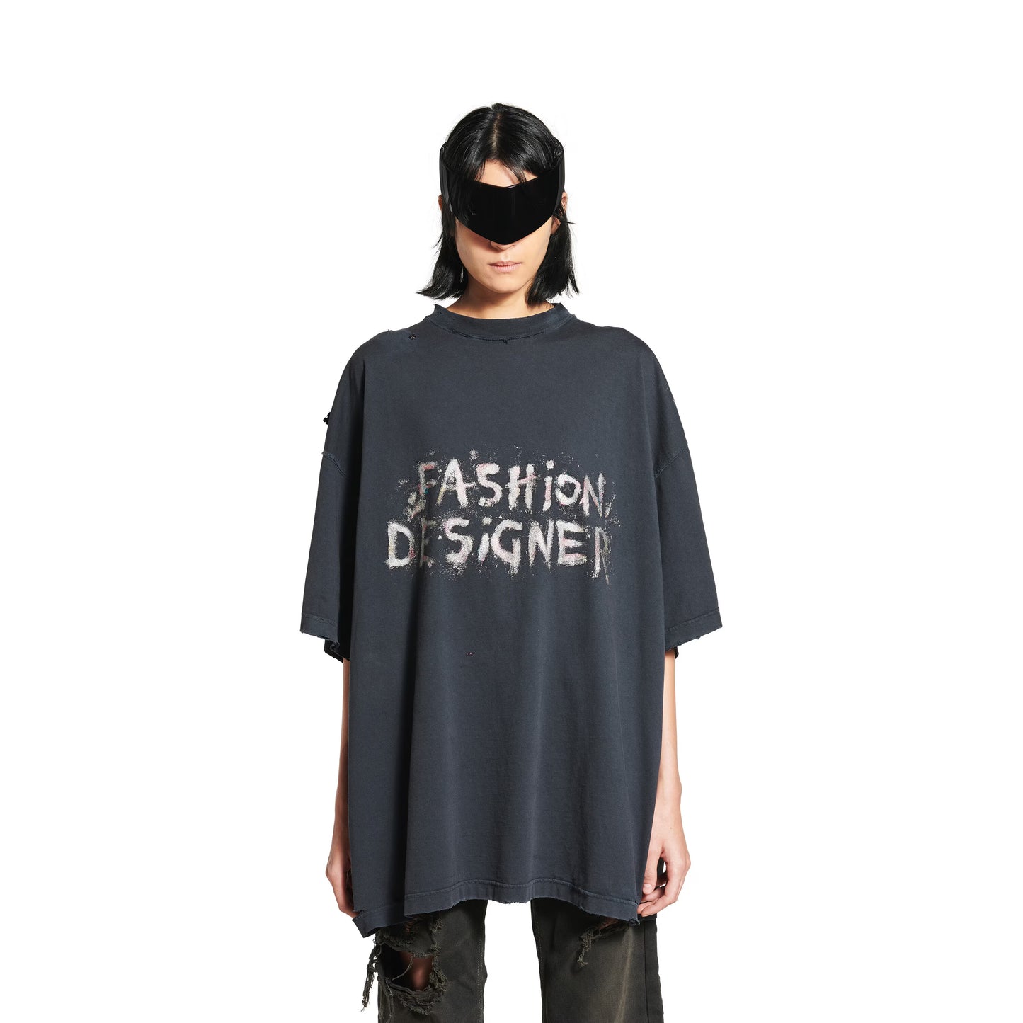 Balenciaga Fashion Designer Oversized T-shirt in Faded Black