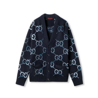 Wool Cardigan With GG Intarsia
