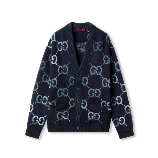 Wool Cardigan With GG Intarsia