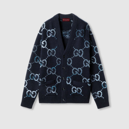 Wool Cardigan With GG Intarsia
