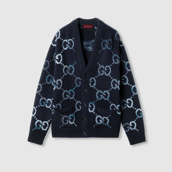 Wool Cardigan With GG Intarsia