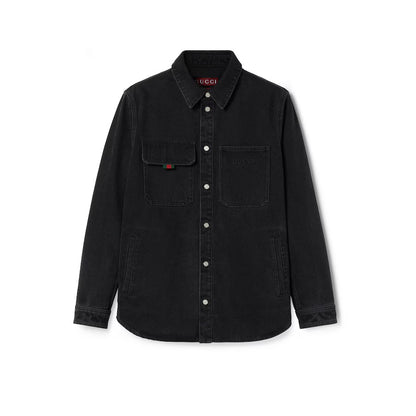 Gucci Denim Shirt With Gucci Embroidery