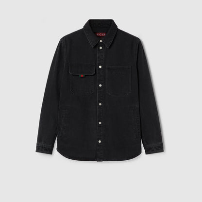 Gucci Denim Shirt With Gucci Embroidery