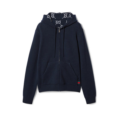 Gucci Reversible GG Wool Hooded Zip Jacket