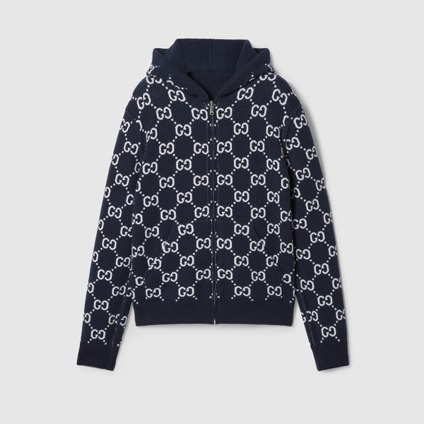 Reversible GG Wool Hooded Zip Jacket