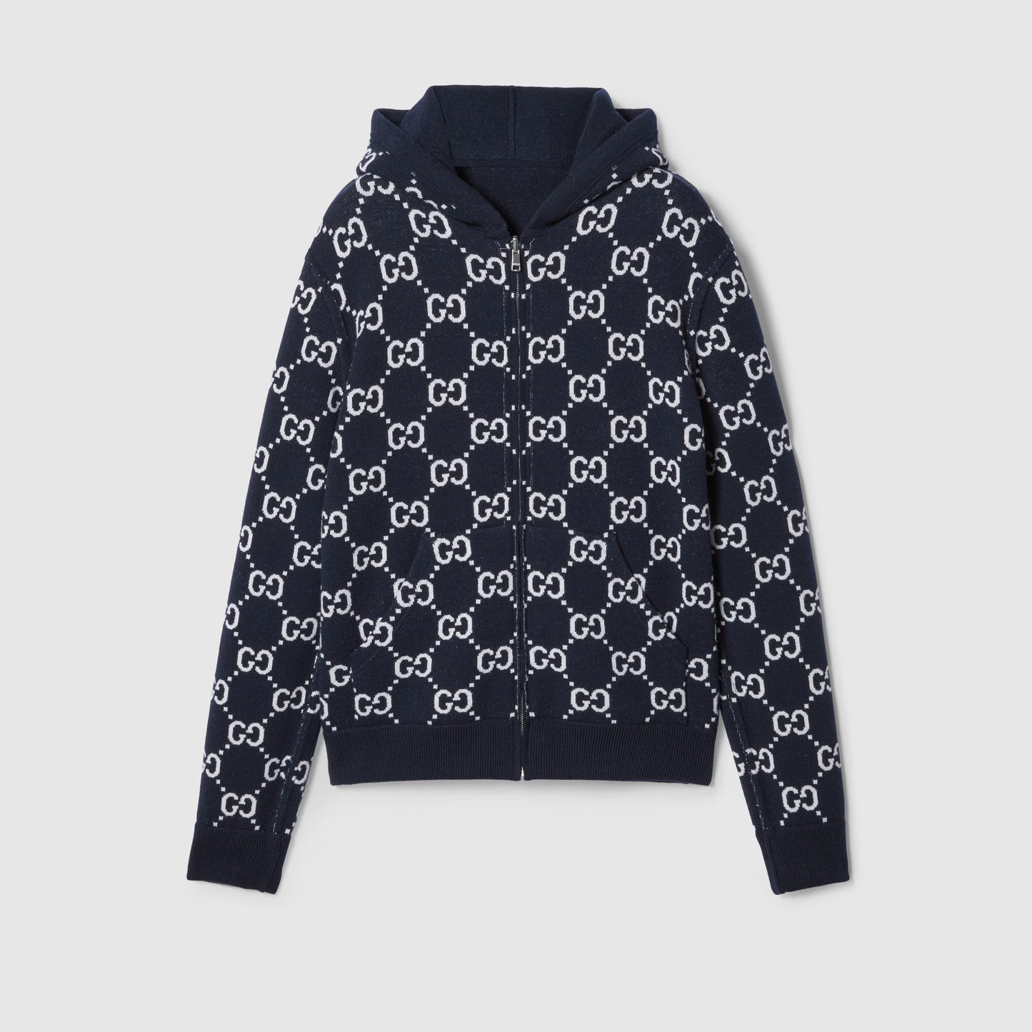 Gucci Reversible GG Wool Hooded Zip Jacket