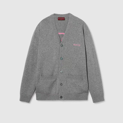 Wool Cashmere Cardigan With Intarsia