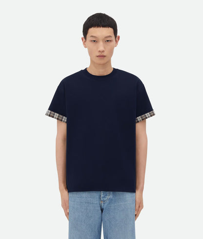 Bottega Veneta Double Layer Checked Cotton T-Shirt