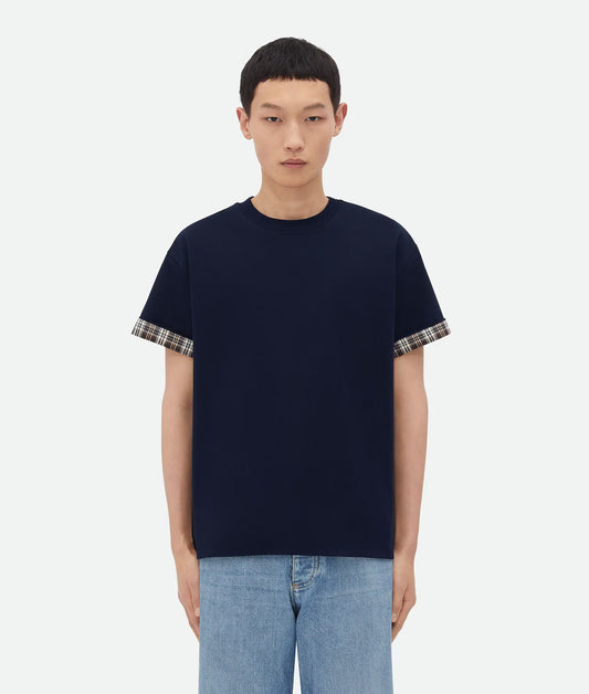 Bottega Veneta Double Layer Checked Cotton T-Shirt