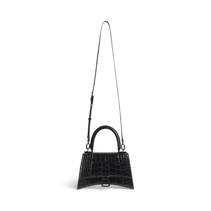 Balenciaga Hourglass Small Handbag Crocodile Embossed in Black