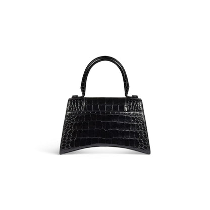 Balenciaga Hourglass Small Handbag Crocodile Embossed in Black