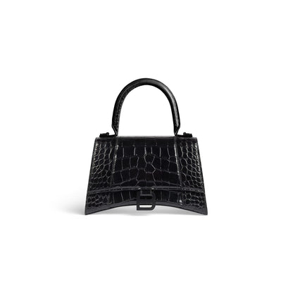Balenciaga Hourglass Small Handbag Crocodile Embossed in Black