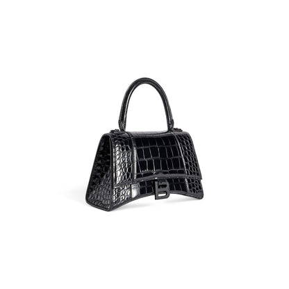 Balenciaga Hourglass Small Handbag Crocodile Embossed in Black