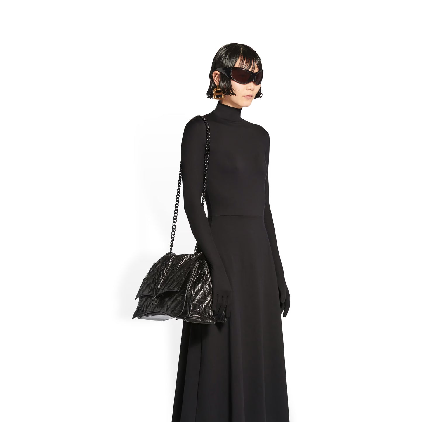 Balenciaga Crush Large Chain Bag Quilted in Black