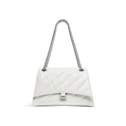 Balenciaga Crush Medium Chain Bag Quilted in Optic White