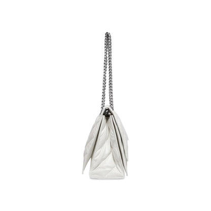 Balenciaga Crush Medium Chain Bag Quilted in Optic White