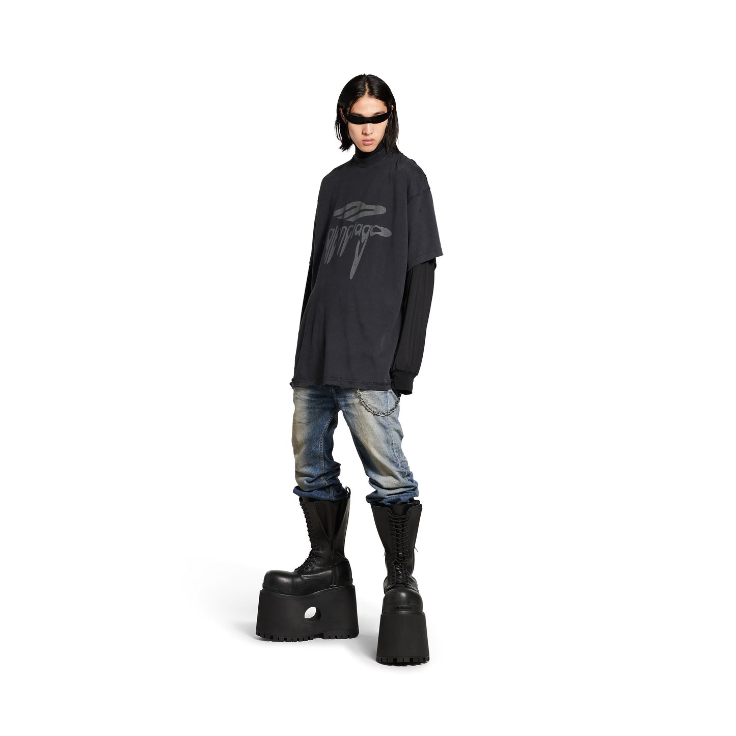 Balenciaga 3B Liquefied T-shirt Oversized in Black/grey